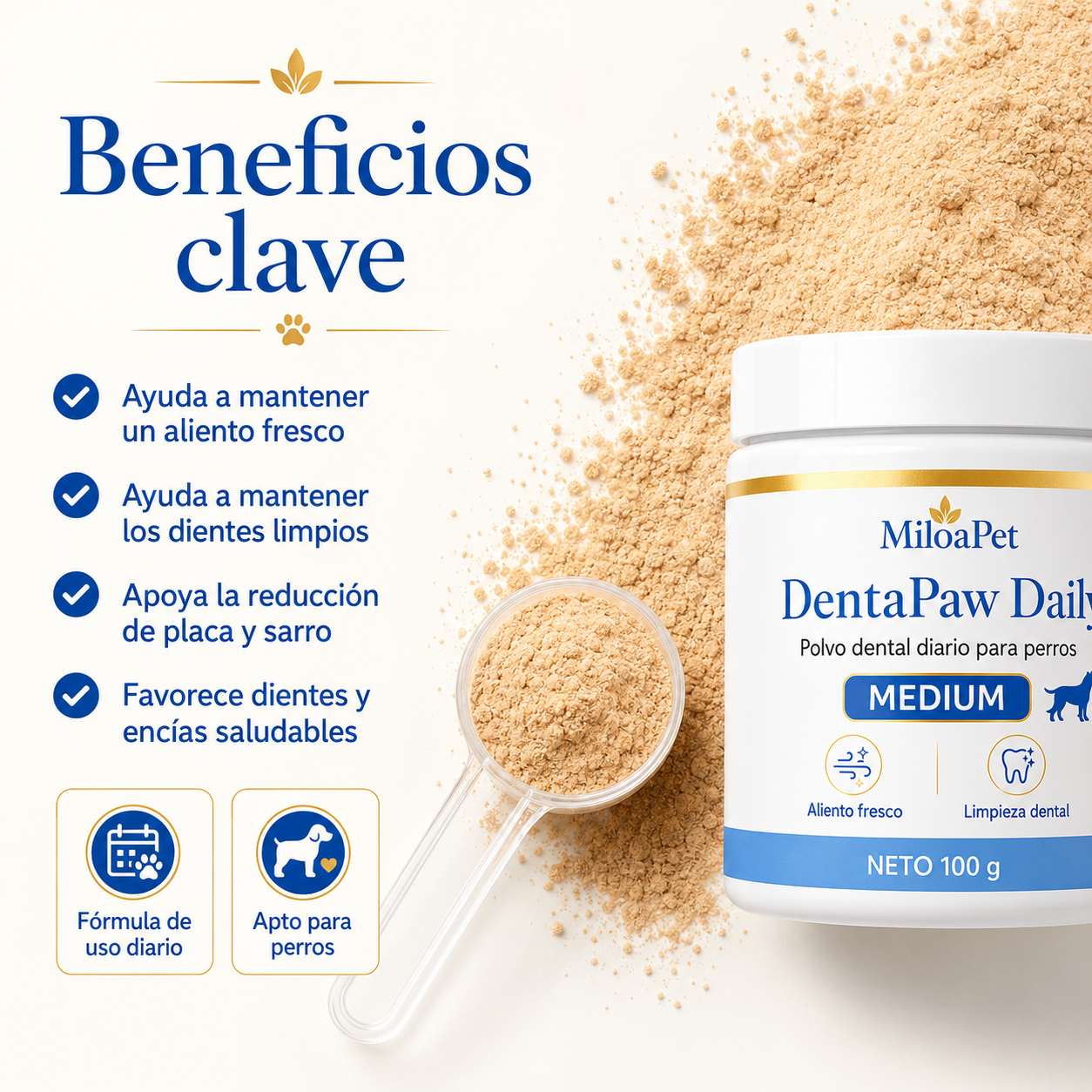 DentaPaw Daily - Polvo dental diario para perros